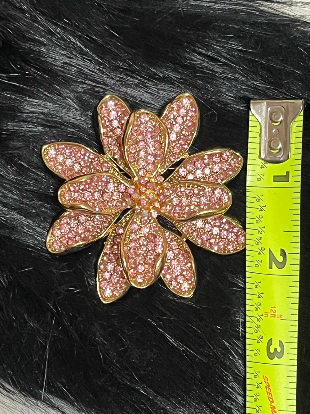 Pink Rhinestone Flower Burst Brooch